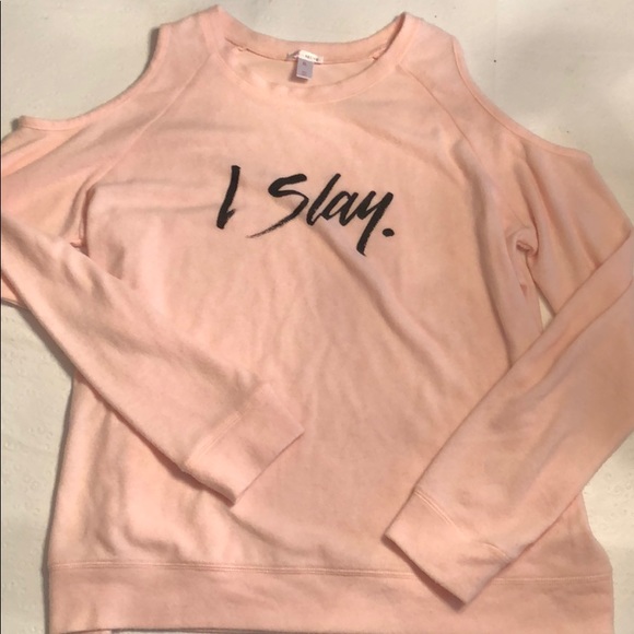 flirtitude Sweaters - 💚 2/30 I Slay Cold Shoulder Top-XL